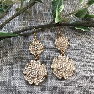 Gold Crystal Flower Chandelier Earrings